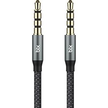 Bix BXAU3C Hi-Fi 3.5mm Örgülü Aux Ses Kablosu 24K Altın Kaplama, Araç Ses Sistemi, Tv, Hoparlör, Kulaklık, Dayanıklı ve Esnek Ses Kablosu 1.5 Metre