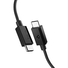 Spigen Usb-C To Usb-C 1 Metre Kablo 60W Güç/pps 2.0 Desteği Super Hızlı Şarj / 480 Mbps Data Aktarım Hızı Type-C Ekstra Dayanıklı Black - ACA08718