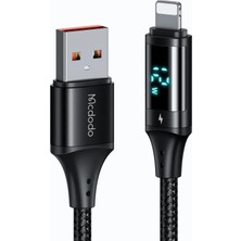 Mcdodo CA-1060 Lightning Dijital Göstergeli Data-Şarj Kablosu 3A 1.2m, Siyah
