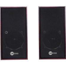 Lecoo DS105 Kablolu 1+1 USB + 3.5mm Jack Girişli 5W Gelişmiş Net Ses Teknolojisi ve Tak Çalıştır Kolay Kurulum Stereo Surround Ses Soundbar 634G Kompakt Masaüstü Kırmızı Ahşap Hoparlör