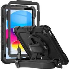 iPad Air 13 M3 Çip 2025 Uyumlu Askılı Defender 360° Dönebilir Standlı Zırh Tablet Kılıfı