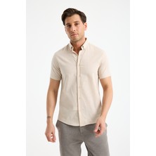 JACK CARISMA Kısa Kol Flam Keten %100 Pamuk Slim Fit Erkek Gömlek