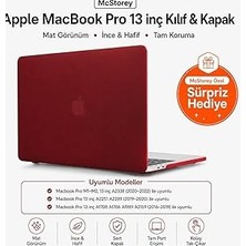 Mcstorey MacBook Pro 13 Inç M1 M2 Kılıf A2338 Uyumlu | Mat Sert Koruyucu Kapak Hard Case | A1706 A1708 A1989 A2159 A2251 A2289 Uyumlu Ince Hafif Buzlu Laptop Kılıfı Bordo