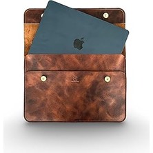 Hakiki Deri MacBook Kılıfı 13-14 Inç – Gerçek Deri Premium MacBook Çantası, MacBook Air, MacBook Pro - Mess Collection (Taba 13/14 Inç)