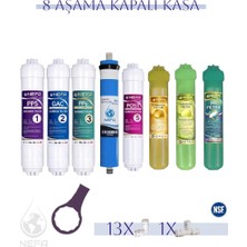 Nefa Tüm Kapalı Kasalar ve İhlas (Silver,plus,platinum Uyumlu), 8'li Filtre Seti, 80 Gpd Su Arıtma Filtre Seti