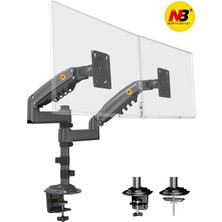 North Bayou Nb H180 17 "-27" Inç Amortisörlü Çift Kol Profesyonel Monitör Tutucu Stand 2-12 kg