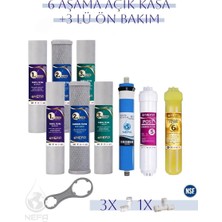 Tüm Açık Kasa Su Arıtma ve Ihlas Cebilion -Compact Uyumlu- 1.5 Yıllık 6+3 Aşamalı Filtre Seti