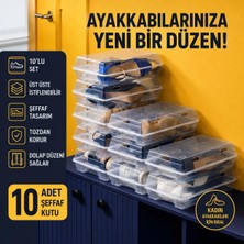 10 Adet Şeffaf Kadın Ayakkabı Saklama Kutusu-Hava Kanallı-Organizer