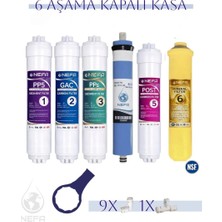 Nefa Tüm Kapalı Kasalar ve Ihlas (Silver Plus Platinum ) Su Arıtma 6'lı Filtre Seti, 80 Gpd Membran