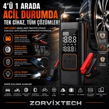 Zorvix Tech Inflamo Araç Akü Takviye Cihazı Kablosuz Lastik Şişirme Kompresörü Powerbank