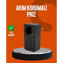 Hsc Bilişim Akım Korumalı Priz 4 USB Type C Destekli Yüksek Isı Dayanımlı