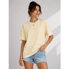 Snow Basic Günlük Rahat Düz Renk Tencel Kumaş Kadın T-Shirt