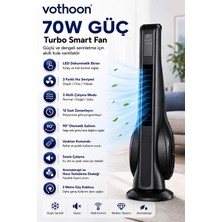 Hsc Bilişim Turbo Smart Akıllı Fan LED Ekranlı Kumandalı 90° Hareketli Serinletici Soğutucu Kule Tipi Vantilatö
