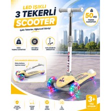 Pozart Gtpro Çocuk Scooter Katlanabilir 3+Yaş 3tekerli LED Işıklı 50KĞ Kapasite