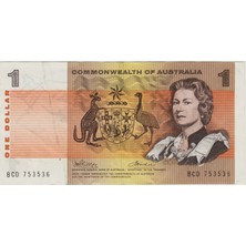 Banknoting Avustralya 1 Dolar 1972-73 Commonwealth Pick 37D Kraliçe - Aborijin Temalı. Ççt.