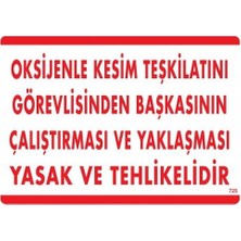 Hsc Bilişim Oksijenle Kesim Teskilatını Görevlisinden Başkasının Çalıştırması ve Yak Uyarı Levhası 25X35 Kod:72