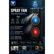 Hsc Bilişim Çift Başlıklı Sprey Fan Nemlendirici ve Renkli LED Işıklı Siyah