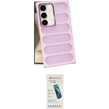 Marsilyan™- Galaxy S24 Kılıf Yadigar Doku Özel Seri - Şeffaf Pasifik Cam Ekran Koruyucu