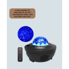 Epilons Sesle Etkileşimli Yıldız Projektörlü Gece Lambası - Bluetooth Hoparlörlü, USB Girişli, Dönen Okyanus