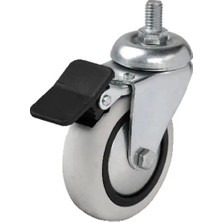 Mudanis 354 - 75X25 mm Pvc Makaralı Vidalı Frenli Teker 4 Adet
