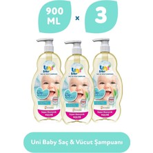 Uni Baby Saç ve Vücut Şampuan 900 ml 3'lü