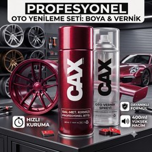 CAXCOLORS Cax Colors Profesyonel Oto Yenileme Seti - Metalik Bordo Sprey Boya (400 Ml) + Oto Vernik Spreyi (400 Ml) - Hızlı Kuruyan Jant ve Kaporta Boyası