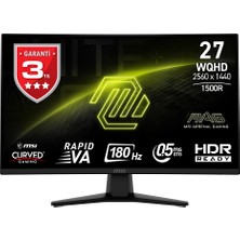 MSI 27 Msı Mag 274CQF Wqhd 180HZ 0.5 Ms Adaptıve Curved Gamıng