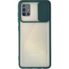 Freedom Storee Samsung Galaxy A71 Kılıf Palm Buzlu Kamera Sürgülü Silikon - Yeşil