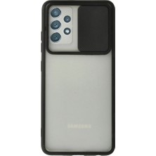 Freedom Storee Samsung Galaxy A72 Kılıf Palm Buzlu Kamera Sürgülü Silikon - Siyah