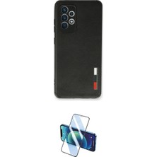 Marsilyan™- Galaxy A73 5g Kılıf Doruk Asil Koleksiyonu - Siyah 3D Antistatik Cam Ekran Koruyucu