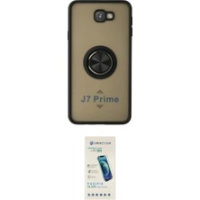 Marsilyan™- Galaxy J7 Prime Kılıf Yörünge Çizgi - Şeffaf Pasifik Cam Ekran Koruyucu