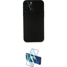 Marsilyan™- iPhone 14 Pro Kılıf Yadigar Yansıma Serisi - Siyah 3D Antistatik Cam Ekran Koruyucu
