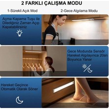 Eksen Market Eksenmarket 50 cm Hareket Sensörlü Şarjlı Tezgah Altı LED Lamba Manyetik 3 Renk Type-C Aydınlatma