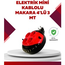Marsilyan Kırmızı Renk 3 Metre 4’lü Kablolu Priz Makarası