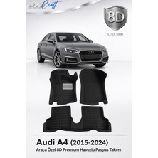 Otocraft Audi A4 2015-2024 Araca Özel 8d Havuzlu Oto Paspas Takımı Siyah Tam Set 3 Parça