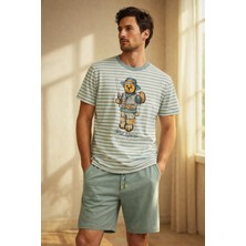 Katia & Bony Erkek Sea La Vie Teddy Desenli Şortlu Pijama Takımı Yeşil