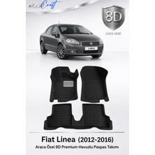 Otocraft Fiat Linea 2012-2016 Araca Özel 8d Havuzlu Oto Paspas Takımı Siyah Tam Set 3 Parça