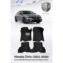 Otocraft Honda Civic 2021-2026 Araca Özel 8d Havuzlu Oto Paspas Takımı Siyah Tam Set 3 Parça