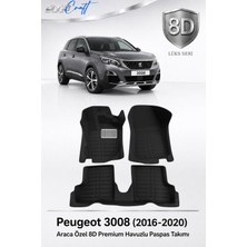 Otocraft Peugeot 3008 2016-2020 Araca Özel 8d Havuzlu Oto Paspas Takımı Siyah Tam Set 3 Parça