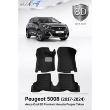 Otocraft Peugeot 5008 2017-2024 Araca Özel 8d Havuzlu Oto Paspas Takımı Siyah Tam Set 3 Parça