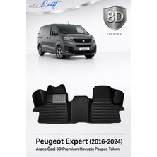 Otocraft Peugeot Expert 2016-2024 Araca Özel 8d Havuzlu Oto Paspas Takımı Siyah Ön Kabin