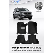 Otocraft Peugeot Rifter 2018-2026 Araca Özel 8d Havuzlu Oto Paspas Takımı Siyah Tam Set 3 Parça