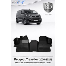 Otocraft Peugeot Traveller 2020-2024 Araca Özel 8d Havuzlu Oto Paspas Takımı Siyah Ön Kabin