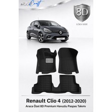 Otocraft Renault Clio 4 2012-2020 Araca Özel 8d Havuzlu Oto Paspas Takımı Siyah Tam Set 3 Parça