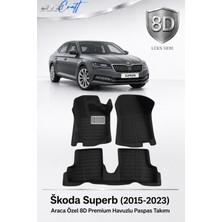 Otocraft Škoda Superb 2015-2023 Araca Özel 8d Havuzlu Oto Paspas Takımı Siyah Tam Set 3 Parça