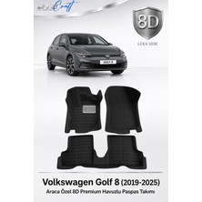 Otocraft Volkswagen Golf 8 2019-2025 Araca Özel 8d Havuzlu Oto Paspas Takımı Siyah Tam Set 3 Parça