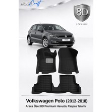 Otocraft Volkswagen Polo 2012-2018 Araca Özel 8d Havuzlu Oto Paspas Takımı Siyah Tam Set 3 Parça