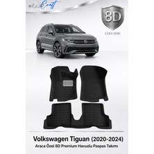 Otocraft Volkswagen Tiguan 2020-2024 Araca Özel 8d Havuzlu Oto Paspas Takımı Siyah Tam Set 3 Parça