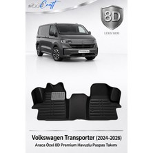 Otocraft Volkswagen Transporter 2024-2026 Araca Özel 8d Havuzlu Oto Paspas Takımı Siyah Ön Kabin
