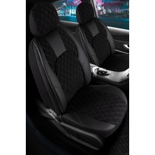 Startcar Toyota Yaris 2014-2017 Yarı Deri Oto Koltuk Kılıfı Ön Arka Set Chester Serisi Siyah Beyaz Scr